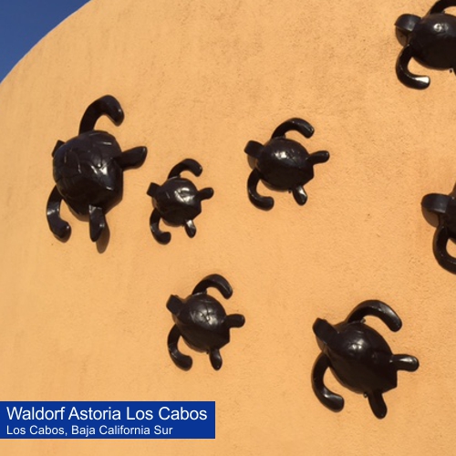 Tortugas de pared de fibra de vidrio en el hotel Waldorf Astoria de Los Cabos